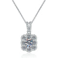 Cushion Halo Pear Moissanite Pendant Necklace in Platinum-Plated S925 Sterling Silver clean white background product image