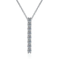 Slim Bar Moissanite Drop Necklace in Platinum-Plated S925 Sterling Silver on clean white background