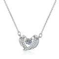Ribbon Heart Moissanite Pendant Necklace in Platinum-Plated S925 Sterling Silver on clean white background