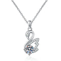 Swan Moissanite Pendant Necklace in Platinum-Plated S925 Sterling Silver on clean white background
