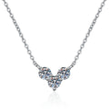 Three-Stone Moissanite Station Necklace in Platinum-Plated S925 Sterling Silver on clean white background