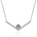 V-Bar Moissanite Necklace in Platinum-Plated S925 Sterling Silver on clean white background