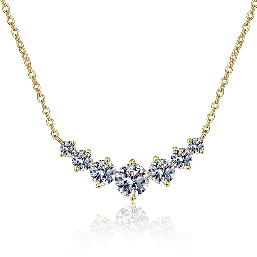 Graduated Moissanite Collar Necklace in Yellow Gold-Plated S925 Sterling Silver on clean white background