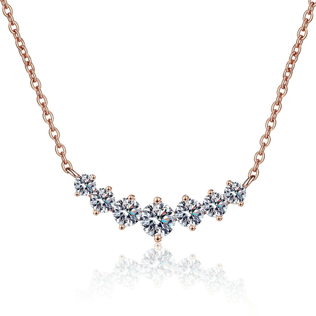 Graduated Moissanite Collar Necklace in Rose Gold-Plated S925 Sterling Silver on clean white background