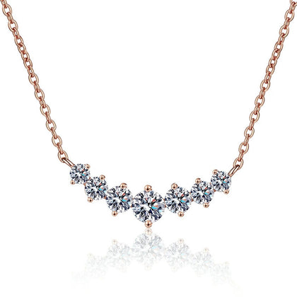 Graduated Moissanite Collar Necklace in Rose Gold-Plated S925 Sterling Silver on clean white background