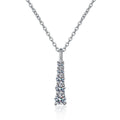 Tapered Bar Moissanite Pendant Necklace in Platinum-Plated S925 Sterling Silver on clean white background