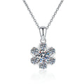Floral Cluster Moissanite Pendant Necklace in Platinum-Plated S925 Sterling Silver on clean white background