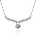 Pear Drop Moissanite Collar Necklace in Platinum-Plated S925 Sterling Silver on clean white background