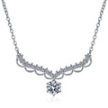 Scalloped Halo Moissanite Collar Necklace in Platinum-Plated S925 Sterling Silver on clean white background