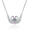 Butterfly Heart Moissanite Pendant Necklace in Platinum-Plated S925 Sterling Silver on clean white background