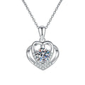 Heart Frame Moissanite Pendant Necklace in Platinum-Plated S925 Sterling Silver on clean white background