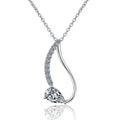 Pear-Cut Moissanite Drop Necklace in Platinum-Plated S925 Sterling Silver on clean white background