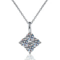 Four-Stone Cluster Moissanite Pendant Necklace in Platinum-Plated S925 Sterling Silver on clean white background