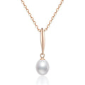 Freshwater Pearl Pendant Necklace in Gold-Plated S925 Sterling Silver on clean white background showing the elongated freshwater pearl pendant in a gold-plated setting