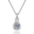 Teardrop Twist Moissanite Pendant Necklace in Platinum-Plated S925 Sterling Silver on clean white background