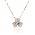 Four-Leaf Clover Moissanite Pendant Necklace in Champagne Gold-Plated S925 Sterling Silver on clean white background
