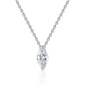 Marquise Moissanite Pendant Necklace in Platinum-Plated S925 Sterling Silver on clean white background