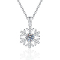 Starburst Moissanite Pendant Necklace in Platinum-Plated S925 Sterling Silver on clean white background