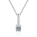 Pave Bar Moissanite Pendant Necklace in Platinum-Plated S925 Sterling Silver on clean white background