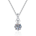 Heart Charm Moissanite Pendant Necklace in Platinum-Plated S925 Sterling Silver on clean white background