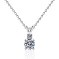 Graduated Drop Moissanite Pendant Necklace in Platinum-Plated S925 Sterling Silver on clean white background