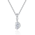 Marquise Teardrop Moissanite Pendant Necklace in Platinum-Plated S925 Sterling Silver on clean white background