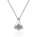 Teardrop Solitaire Moissanite Pendant Necklace in Platinum-Plated S925 Sterling Silver on clean white background