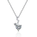 Heart Twist Moissanite Pendant Necklace in Platinum-Plated S925 Sterling Silver on clean white background