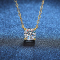 Round Solitaire Moissanite Pendant Necklace in 18K Yellow Gold-Plated S925 Sterling Silver blue background product view