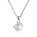 Freshwater Pearl Pendant Necklace in White Gold-Plated S925 Sterling Silver on clean white background showing the minimal freshwater pearl pendant with a clean polished bail