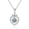 Heart Halo Moissanite Pendant Necklace in Platinum-Plated S925 Sterling Silver on clean white background