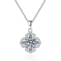 Clover Halo Moissanite Pendant Necklace in Platinum-Plated S925 Sterling Silver on clean white background