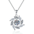 Swirl Marquise Halo Moissanite Pendant Necklace in Platinum-Plated S925 Sterling Silver on clean white background