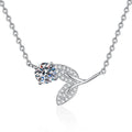 Leaf Vine Moissanite Pendant Necklace in Platinum-Plated S925 Sterling Silver on clean white background showing the leaf vine pendant with a side-set moissanite center