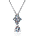 Graduated Cluster Moissanite Drop Necklace in Platinum-Plated S925 Sterling Silver on clean white background showing the graduated cluster drop pendant
