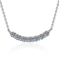 Graduated Moissanite Collar Necklace in Platinum-Plated S925 Sterling Silver on clean white background showing the curved graduated collar necklace
