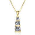 Vertical Three-Stone Moissanite Bar Necklace in 14K Yellow Gold-Plated S925 Sterling Silver on clean white background showing the vertical three-stone bar pendant