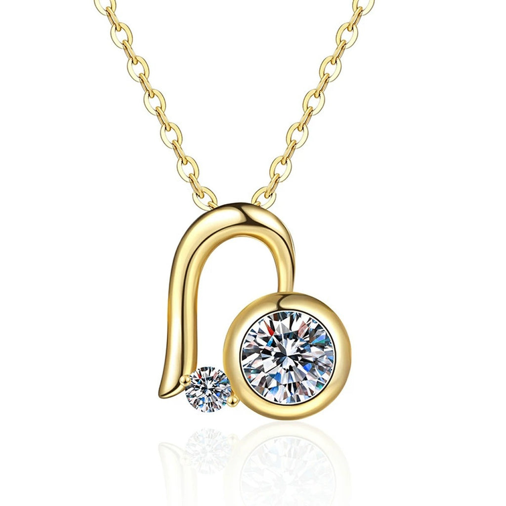 Musical Note Moissanite Pendant Necklace in S925 Sterling Silver on clean white background showing the musical note pendant with round moissanite and small accent stone