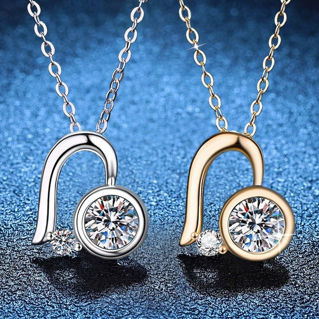 Musical Note Moissanite Pendant Necklace in S925 Sterling Silver blue background product view