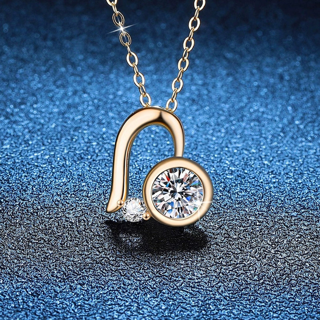Musical Note Moissanite Pendant Necklace in S925 Sterling Silver blue background styling view