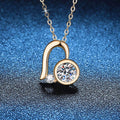 Musical Note Moissanite Pendant Necklace in S925 Sterling Silver blue background styling view