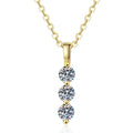 Vertical Three-Stone Moissanite Drop Necklace in S925 Sterling Silver on clean white background showing the slim vertical three-stone drop pendant