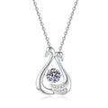 Open Teardrop Moissanite Pendant Necklace in Platinum-Plated S925 Sterling Silver on clean white background showing the open teardrop pendant with a round moissanite center