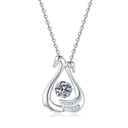 Open Teardrop Moissanite Pendant Necklace in Platinum-Plated S925 Sterling Silver on clean white background showing the open teardrop pendant with a round moissanite center