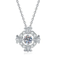 Floral Square Halo Moissanite Pendant Necklace in Platinum-Plated S925 Sterling Silver on clean white background showing the square floral halo pendant