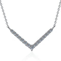 Chevron Moissanite Collar Necklace in Platinum-Plated S925 Sterling Silver on clean white background showing the chevron V-shaped collar necklace set with graduated stones