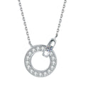 Circle Halo Moissanite Pendant Necklace in Platinum-Plated S925 Sterling Silver on clean white background showing the open circle pendant with a small moissanite accent