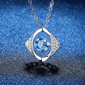 Evil Eye Moissanite Pendant Necklace with Cubic Zirconia in Platinum-Plated S925 Sterling Silver blue background product view