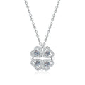 Four-Heart Clover Moissanite Pendant Necklace with Cubic Zirconia in Platinum-Plated S925 Sterling Silver on clean white background showing the four-heart clover pendant with petite round stones