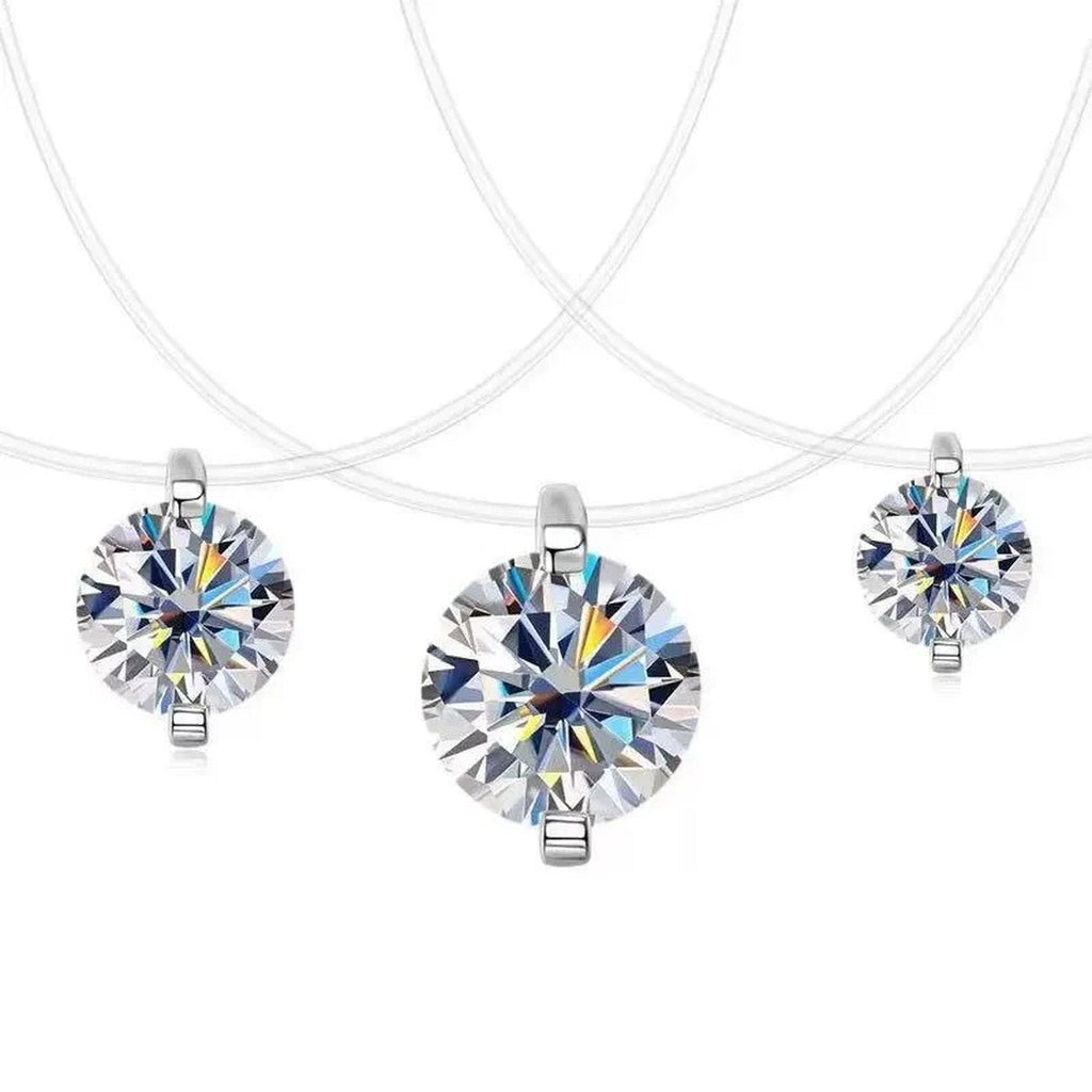 Round Moissanite Pendant Necklace in White Gold-Plated S925 Sterling Silver on clean white background showing the small round moissanite solitaire pendant